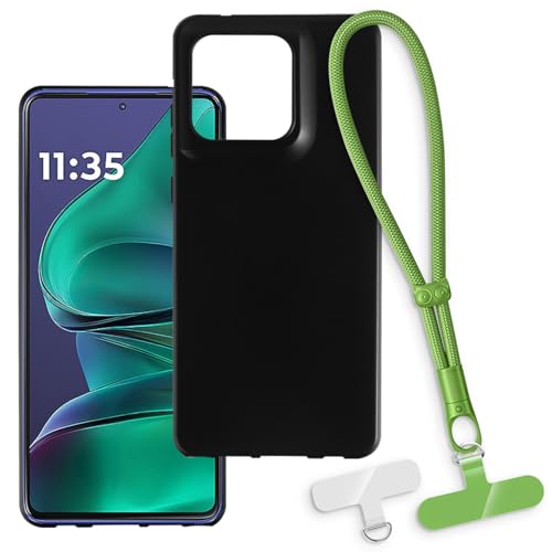 OAGELIM 2-in-1 Protective Case and Wrist Strap Compatible with Motorola Moto G Stylus Gen 5 5G Phone Cover with Detachable Lanyard, Anti-Slip Anti-Loss Grip Handle (Black + Green)