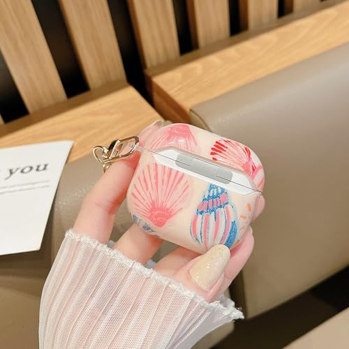 MINSCOSE for AirPods 4th Generation Case,Cute Art Seashell Aesthetic Pattern Design with Girly Floral Keychain,Soft Silicone Protective Earbuds Cover with Cleaner Kit for Girls Women-Pink by MINSCOSE - Used condition - Image 7