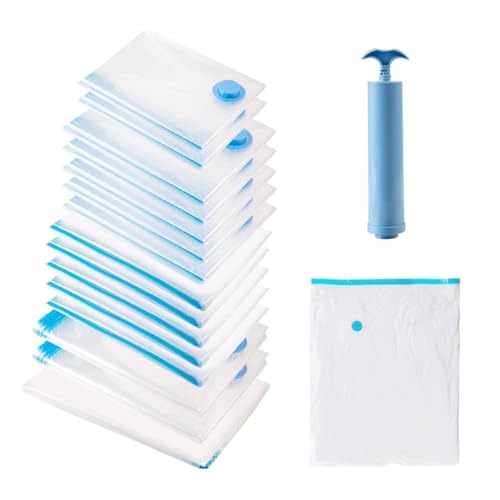 LiangYuanZen 15 stück（2S+5M+5L+2XL+1XXL） Praktische Kleideraufbewahrung & Organisation von - Vakuumbeutel-Set für Reisen mit Handpumpe, ideal für Kleidung und Platzsparen