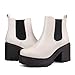 firelli Women Fashion Chelsea Boots Platform Boots Classic Ankle Booties (7,Cream)