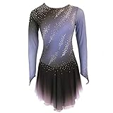 ZYDANC Gray,M,Women's Girls' Ice Skating Dance Costume Figure Skating Competition Dresses Long Sleeves Training Skating Wears
