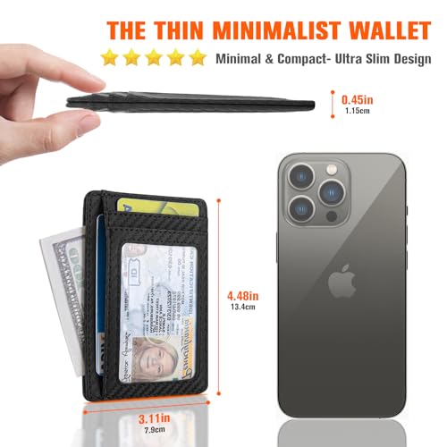 Image of GH GOLD HORSE Slim RFID Blocking Card Holder Minimalist Leather Front Pocket Wallet for Women | Slim