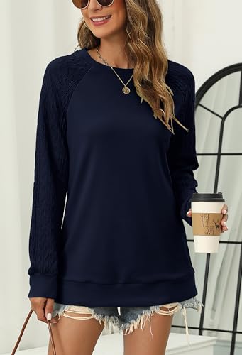 Image of Bluetime Women's Long Sleeve Sweatshirts Fall Crewneck Tunic Tops Casual