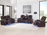THSUPER Power Brown Leather Recliner Set