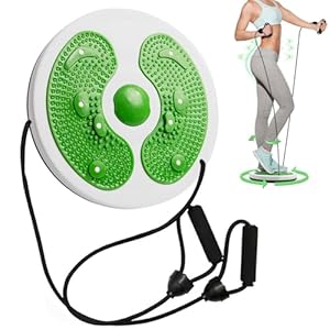 Gobesty Twist Board, Twist Taille Disc met Tractie Touw, Taille Twisting Disc Twist en Vorm Oefenmachine, Trekkoord Massage Voetzool, Fitness Apparatuur Taille Roterend (Groen)