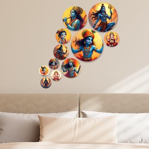 Image of RADIQORE Set of 11 Designer MDF Wooden Wall Hanging for Home Decoration | Office | Gift | Wall Decor Hanging Items | Wall Art | Living Room | Bedroom (Relegious)