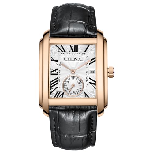 Montre rectangulaire homme cuir cadeau classique montre vintage étanche