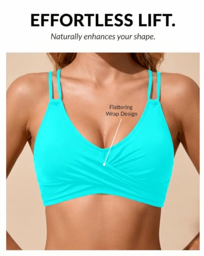 Image of Holipick Twist Front Bikini Tops for Women - Push Up Bathing Suit Top Padded Swimsuit Top