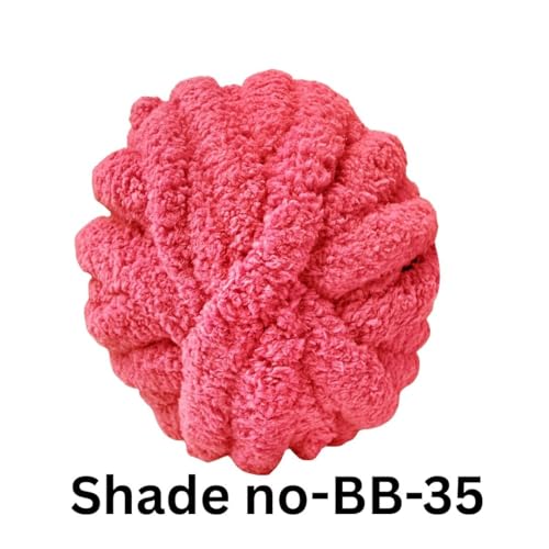 Image of VCR Bright Pink Yarn, 200 Grams Big Chunky Hank, 22 Meters Length, Suitable for Knitting Blankets and Pillows, 100% Polyester Yarn Ball for Crochet DIY, Soft Threads, Pack of 1