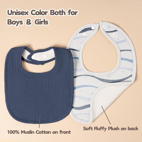 Image of Susurration Muslin Baby Drool Bibs 10Pack Soft Square Adjustable Bandana Bibs for Unisex Baby Girls & Boys