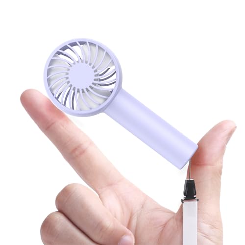 MORECORE Mini Handheld Fan for Kids - 3 Powerful Adjustable Speeds, 8HR Run Time, USB Rechargeable, Cute Design Fan with Lanyard for Girls Teens Park Disneyland Outdoor-Purple