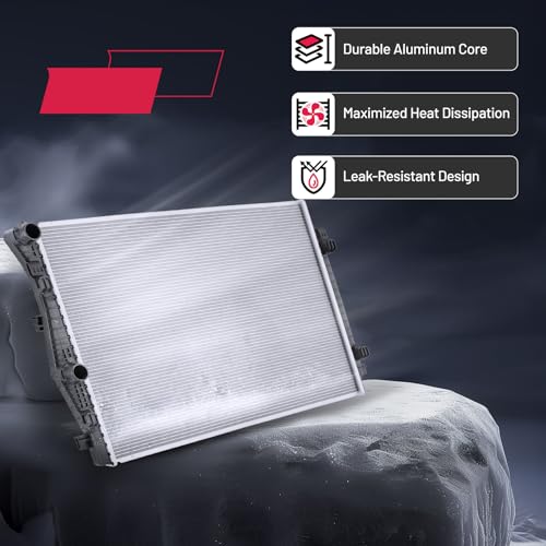 Image of BDFHYK 13827 Aluminum Radiator for Audi A3 Sportback e-tron 2016-2018, for VW Jetta 2019-2021, CU13827, 16mm Core, Direct Fit Replacement