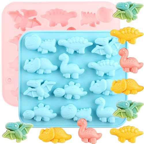 YIMINGMOLD 12 Cavity Dinosaur Silicone Chocolate Molds Set Of 2