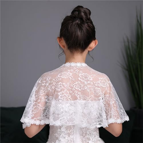 White Lace Cape Floral Bolero Cardigan Shrug Cover Up Jacket for Girls Kids Toddler Child3