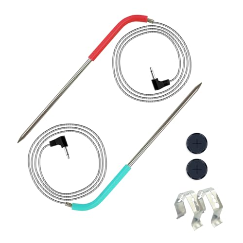 2-Pack Replacement Meat Probe for Masterbuilt Gravity Series 560/800/1050 XL Digital Charcoal Grill + Smoker, with 2 Grills Clips and 2 Probe Grommets,9004190170 Accessories Temperature Probe