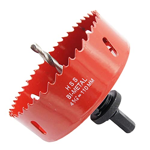 ホールソー、バイメタルドリルビット、LAIWEI の頑丈なアーバーの穴の鋸を見ます。木材の穴あけに使用、薄い金属板、アルミニウムプロファイル、PVCおよびその他の材料 (110mm)