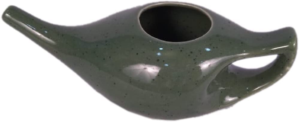 Image of Leak Proof Durable Porcelain Ceramic Neti Pot 220 ML for Natural Nasal Cleansing | Natural Treatment for Sinus, Infection and Congestion Microwave and Dishwasher Friendly (Olive Green Matt)