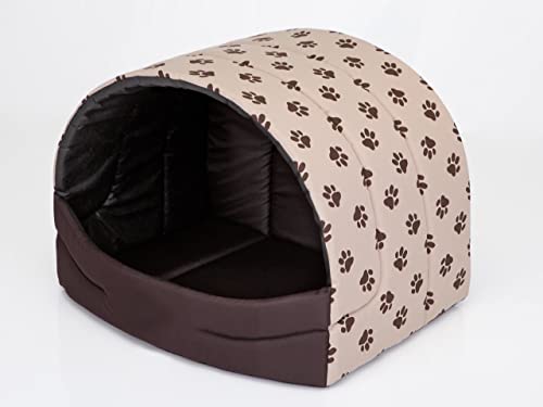 PillowPrim Caseta para perros y gatos, tamaño XL, 60 x 49 cm, color beige con patas