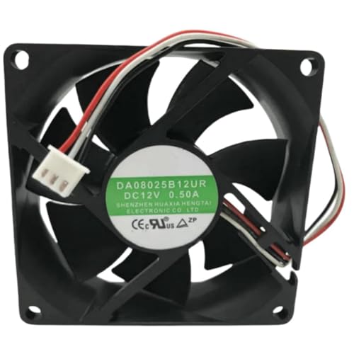 DA08025B12UR Fan 8CM for 12V 0.50A 8025 80X80X25MM 3-Wire Cooling Fan