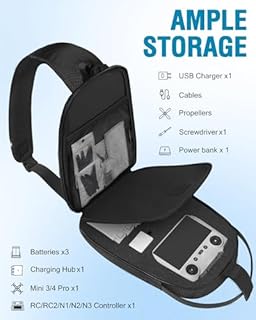 PEKREWS Étui de Transport Rigide étanche pour Mini 4 Pro, Sac à Dos de Voyage Compatible avec contrôleur DJI RC 2/RC-N2, Fly More Combo et Accessoires, Etui DJI Mini 4 Pro Noir, Compacte