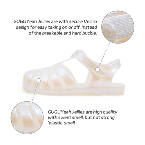Image of GUGUYeah Jelly Sandals for Girls,Closed Toe Princess Costume Summer Dress Shoes Fisherman Gladiator Water Beach Flat Sandals for Toddler /Little Kid /Big Kid