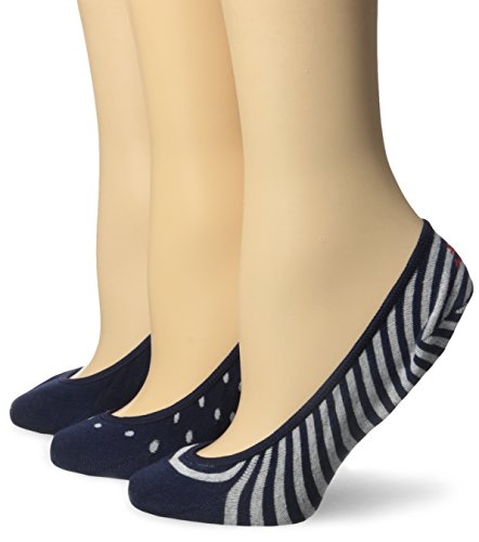 Sperry womens Padded Sole Liner Socks, 3 Pair Casual Sock, Navy, Shoe Size 5-10 US