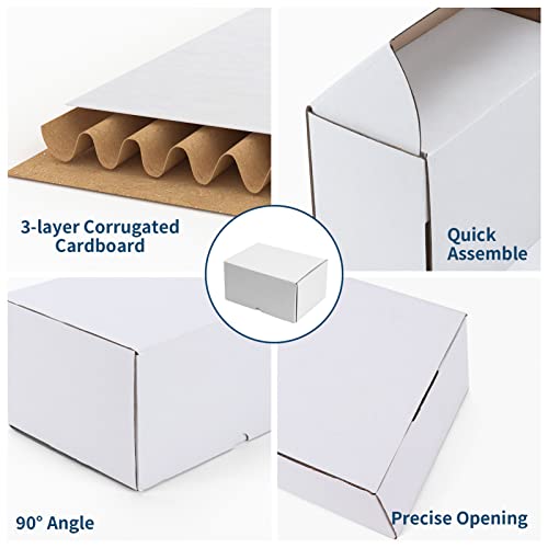 Image of ZBEIVAN 10x7x5 White Shipping Boxes Set of 20, Corrugated Cardboard Mailer Boxes for Packaging Small Business Mailing Gifts