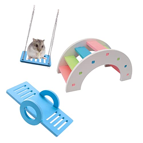 ＣＨＡＭＥＥＮ 3 Stück Hamsterspielzeug Hamsterzubehör Wippe Schaukel Trainingsspielzeug Käfig Dekoration