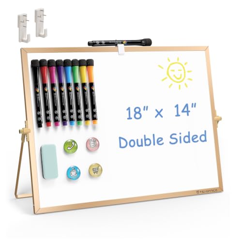 Image of TSJ OFFICE Small White Board - 18 X 14 Inches Gold Framed Dry Erase Board