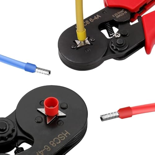 Image of Wire Crimping Tool Kit Meshiv Ferrule Crimping Plier Terminals Ferrule Wire Coppernector & Crimper Plier Self Adjusting Electrician Ratchet (Wire Crimper)