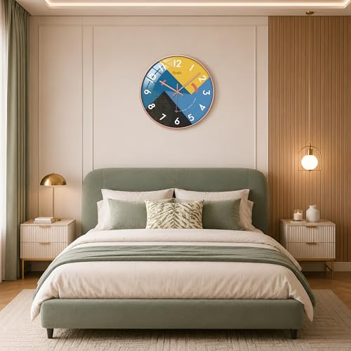 Image of Modern Wall Clock for Living Room Decor Stylish Look | Unique Analog Wall Watch for Bedroom Kitchen Office Hall | Elegant Decorative Wall Clock for Home Interior Decoration Gift Item(Geometric)