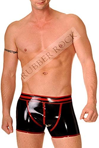 セクシーなラテックスショーツタイトフィットラテックスゴム下着コントラストトリム付き,白,XX-小