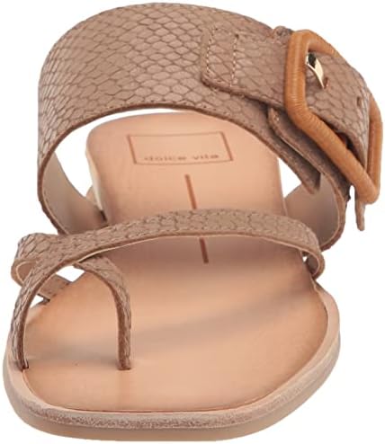 Dolce Vita Women's Perris Flat Sandal, Cafe Embossed Leather, 8 | Image 1
