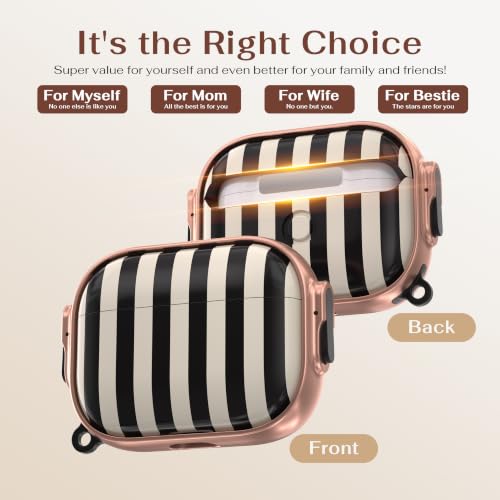 Image of for AirPods Pro 3rd Case with Safety Lock, Magsafe Compatible,Black Stripes | Double Secure Lock,Drop Protection,Two-Piece Design,with Gold Keychain, Anti Lost, Dustproof, Cute AirPod Pro 3 Case