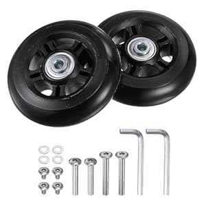 sourcing map 2 Stück Kofferrollen Ersatzrollen 84x24mm PU-Lagerrollen für Trolleytaschen, Titan Koffer und Suitcase