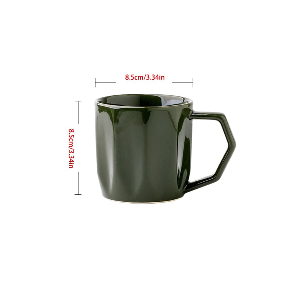 ENGENDER Tazas Cafe Taza Retro con Espejo Y Patrón De Diamantes, Taza De Café, Taza De Cerámica De Nicho Mug Cups(A)