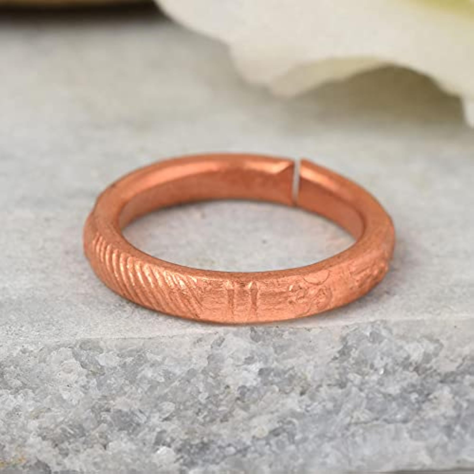 Pure Copper Hand Forged Om Namah Shivay Engraved Adjustable Ring