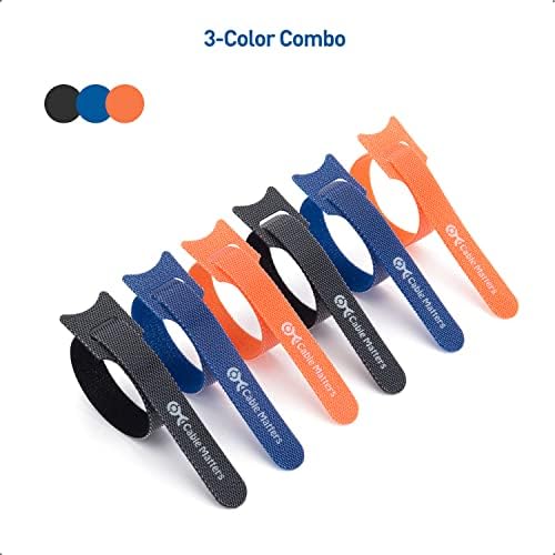Cable Matters 100-Pack 20cm Reusable Cable Ties / Cable Ties Reusable with 19 KG Tensile Strength - Multi-Color Black, Blue, and Orange Cable Straps, Hook and Loop Straps