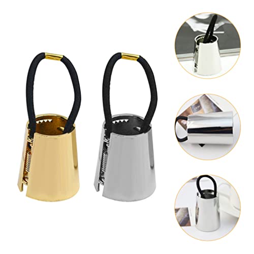 Lalafina 2Pcs Metal Circle Ponytail Holder Hair Ties Cuff Metal Hair Band Hair Rope Gothic Punk Metal Elastic Hair Clip Hair Rings Headwear Fashion Hair Accessories Gold Silver #TOP6