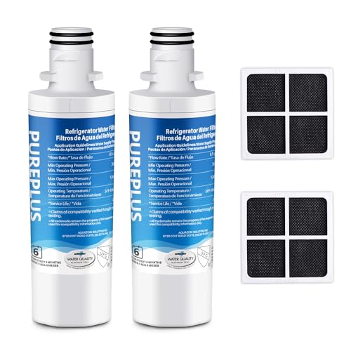PUREPLUS ADQ747935 Replacement for LG LT1000P MDJ64844601 Kenmore Elite 9980 LT1000, LT1000PC, ADQ74793501 LMXS28626S, LMXS30796S Refrigerator Water and LT120F Air Filter, Model: RWF4700AC, 2Pack
