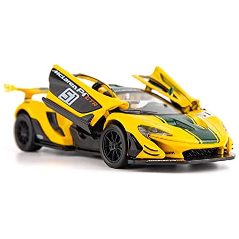 TGRCM-CZ Diecast Model Cars Toy Cars, McLaren P1 1:32 Scale Alloy Pull Back Toy Car with Sound and Light Toy for Girls and Boys Kids Toys (Yellow) Cover