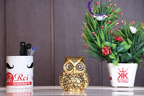 Image of Vintage Metal Owl Showpiece and Paper Weight Metal Handicraft Idol for Home Decor