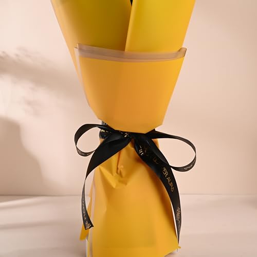 Image of FlowerAura Premium Fresh Live Flower Bouquet of 8 Yellow Roses In Designer Paper Gift For Birthday | Anniversary | Love | Home Decor | Fathers Day Gift For Dad (Same Day Delivery)