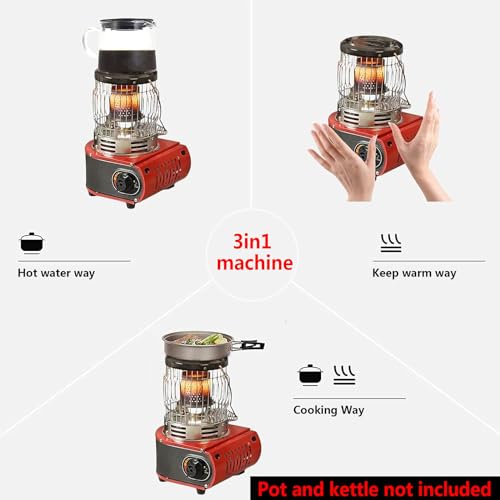 Outdoor Kerosinheizung, Campingölheizungen, tragbar, multifunktional, 2-in-1-Kassettenheizung, 360° Surround-Heizung, Kerosin-Herd für Innen/Außen, Terrasse, Zelt, Angeln, Garage – Bild 7