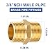 (Pack of 2) EFIELD Brass Pipe Fittings, 3/4