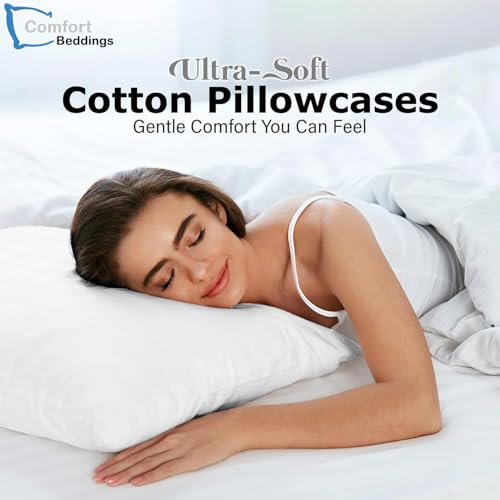 Image of Comfort Beddings 100% Organic Cotton Pack of 2 Travel Pillowcases 12x16 White Pillow Cases with Envelope Closure, Crisp Percale Weave, Soft & Cooling Pillow Covers (Size-12x16, White)