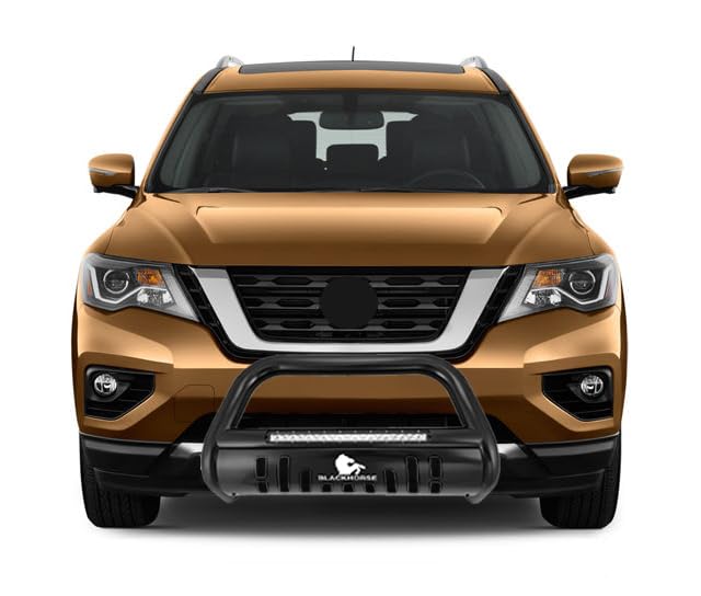 Image of Black Horse Beacon Bull Bar Skid Plate Black Compatible with 2013-2021 Nissan Pathfinder-BE-A1802B