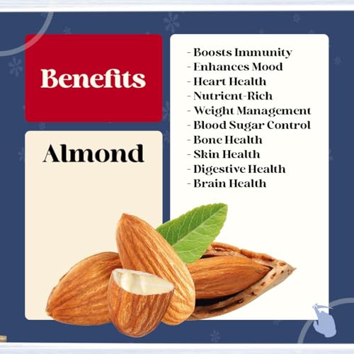 Image of JB&CO 100% Natural California Almonds 500 g, High In Fiber, Nuts & Dry Fruits Premium California almonds, ziplock pouch, Badam beej, bedana, almond kernel. Bold size, in convenient packs of 250g X 2