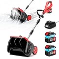 9000mAh Cordless Snow Shovel, 17" Brushless Electric Snow Blower Battery Powered 4.5AH with Handle & Wheels, 25FT Snow Throw Distance/Adjustable Plate, Snow Removal for Driveway,Steps, Patio, Sidewalk