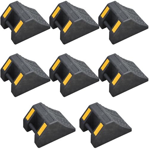OrangeStar Rubber Wheel Chocks, Tire Chock w/Handgrip for Car, RV, Travel Trailer, Camper Accessory (8 Packs